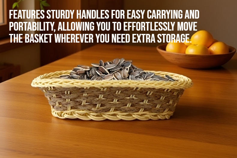 Two-color rattan storage basket with handles