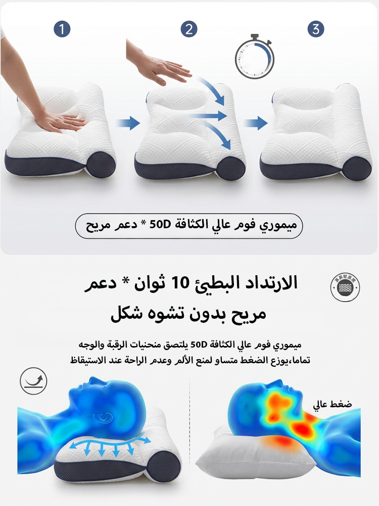 مخدة ميموري فوم مرنة مريحة (حماية الرقبة ومنع الشخير فورا)