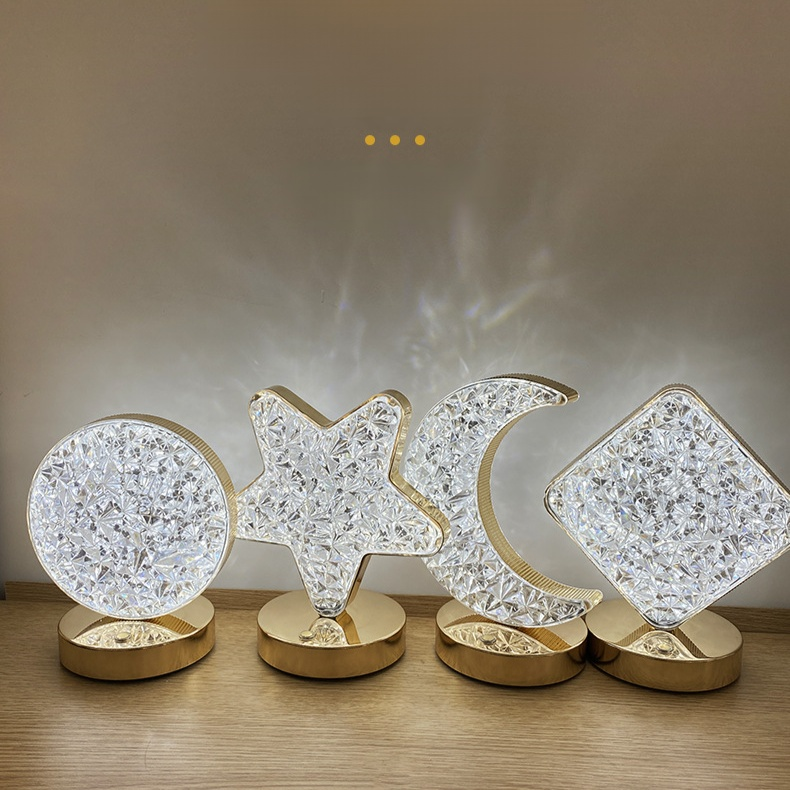 별빛 달 모양 크리스탈 테이블 램프