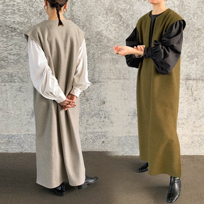 ウールベストワンピース レディース