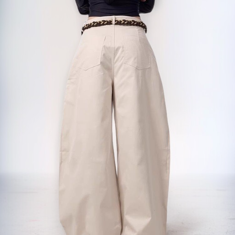 여성용 레트로 캐주얼 루즈핏 바지