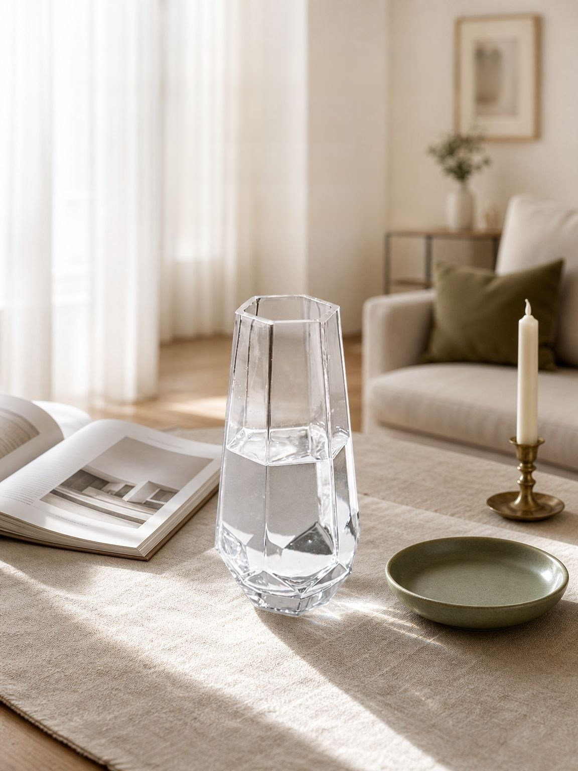 Elegante transparente Glasvase mit großer Öffnung