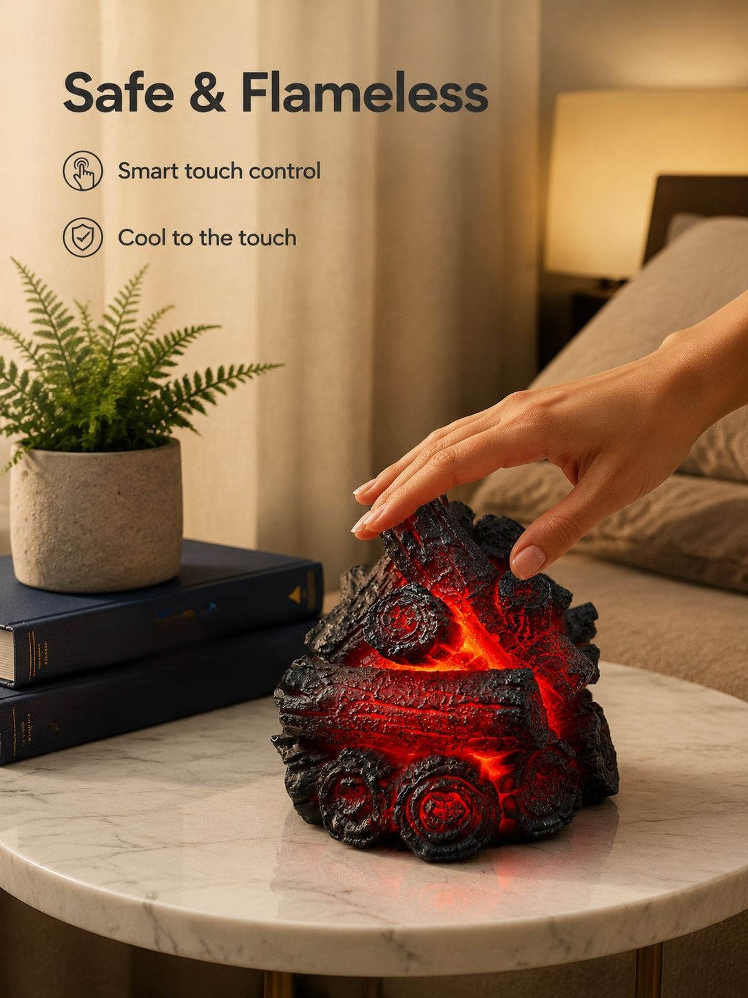 Battery-powered table lamp with elegant minimalist design
