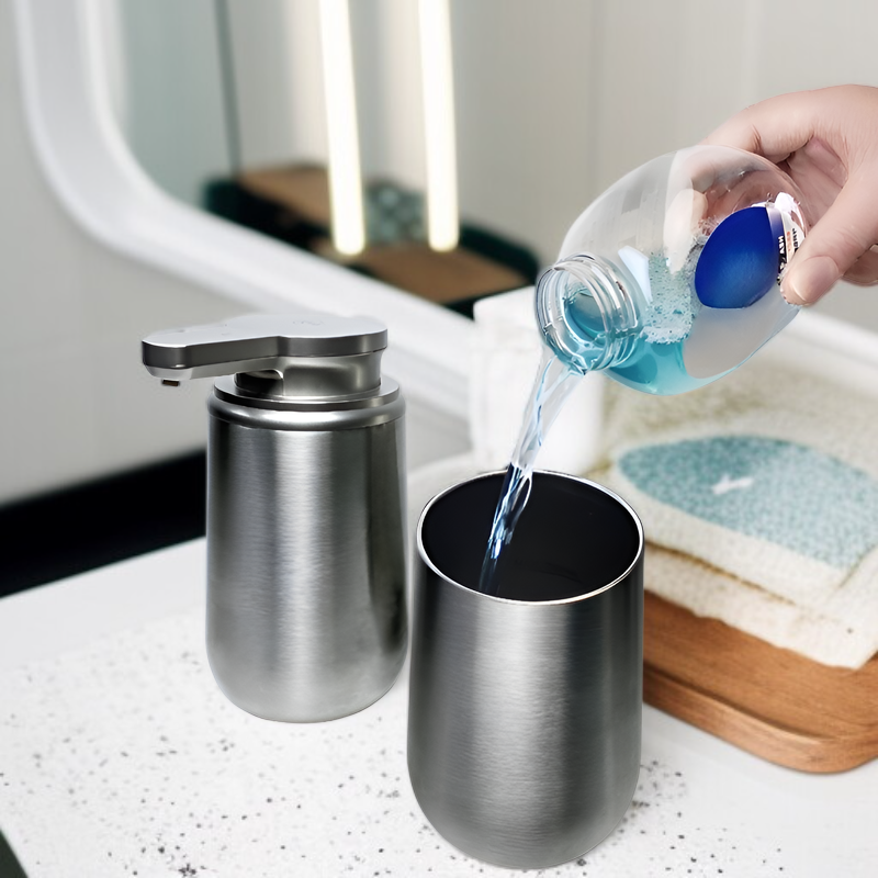 Hands-free stainless steel soap dispenser