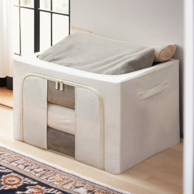 耐用棉麻材質收納盒細節特寫