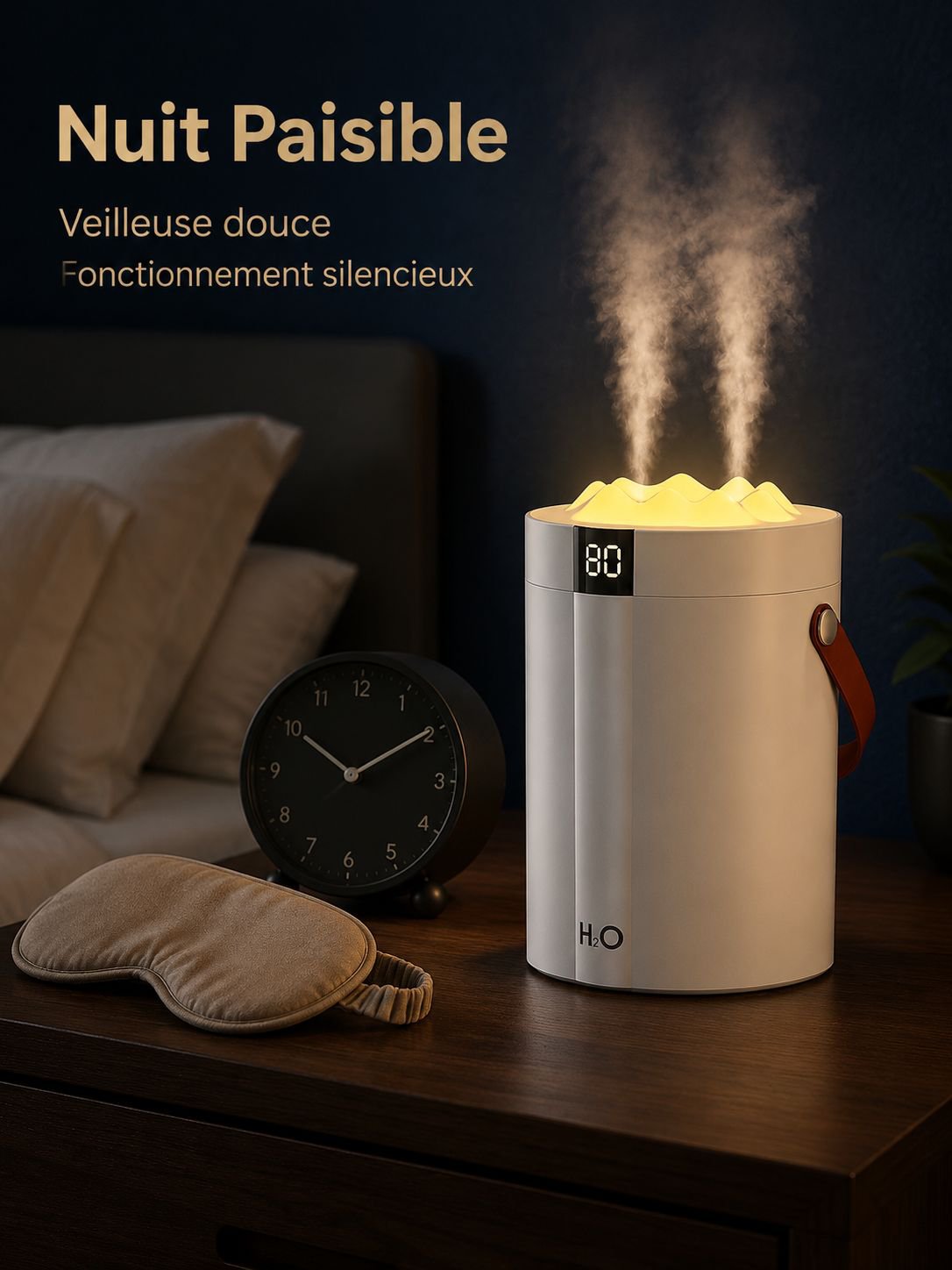 Humidificateur à double buse avec affichage numérique et grande capacité