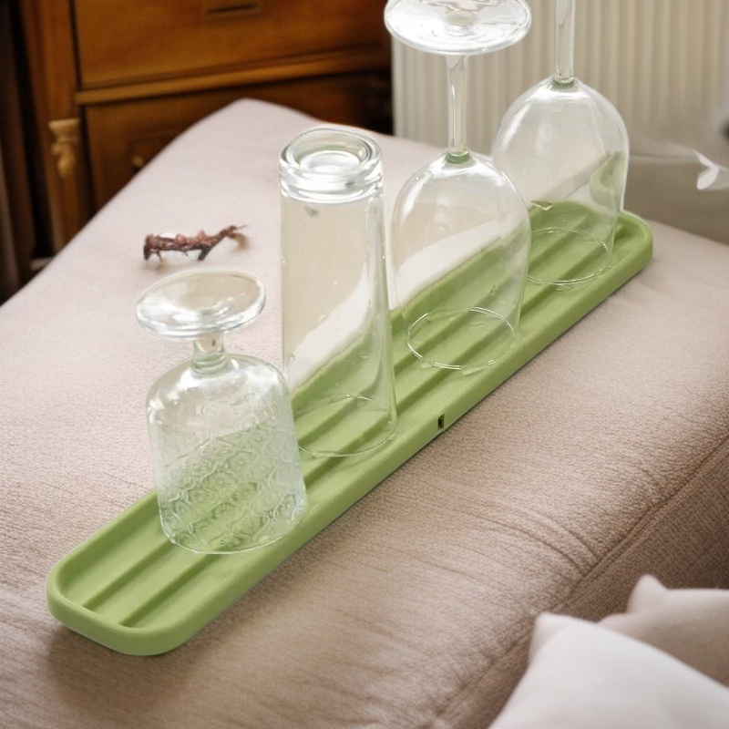 Alfombrilla de drenaje y almacenamiento de silicona multifuncional para tapas de ollas