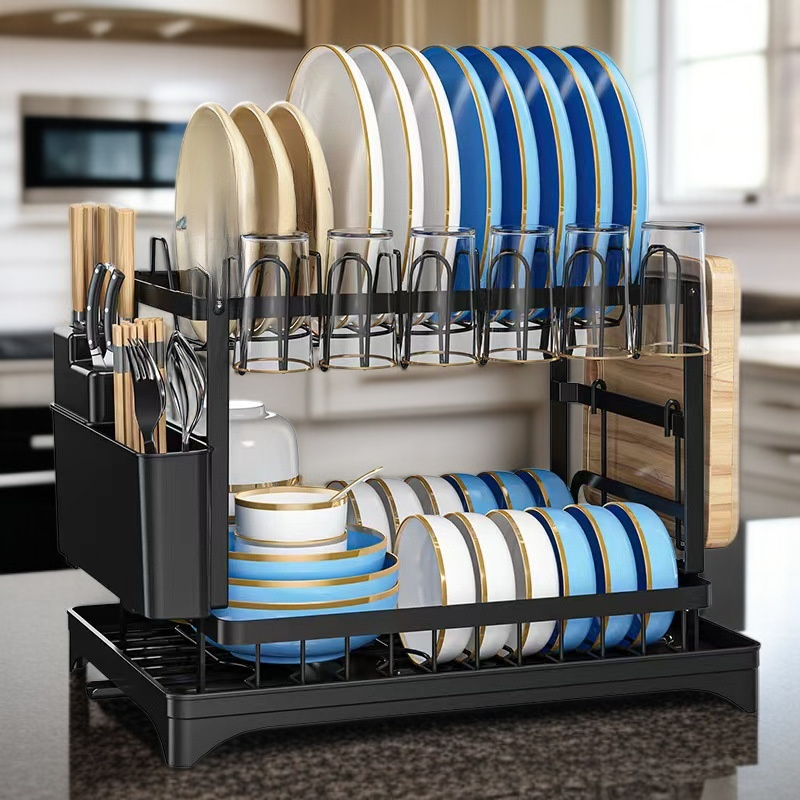 Multi-functional Kitchen Draining Dish Rack Tableware Storage Organizer Shelf