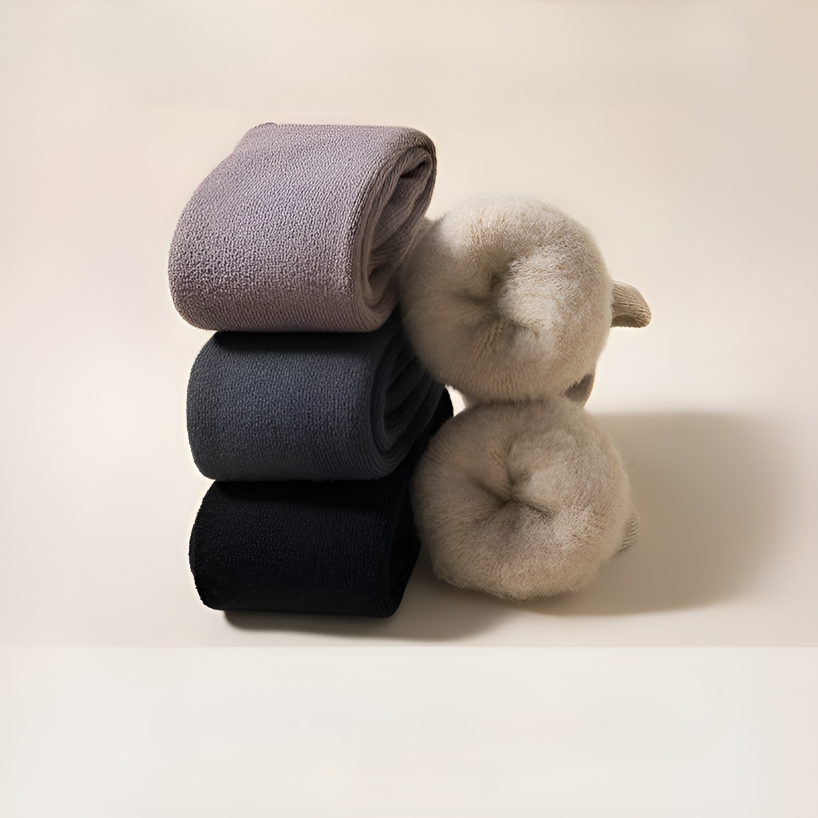 Calcetines largos térmicos con forro de borrego para proteger las rodillas en invierno