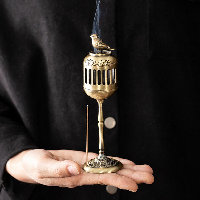 パレスデザイン金のカササギお香ランプ