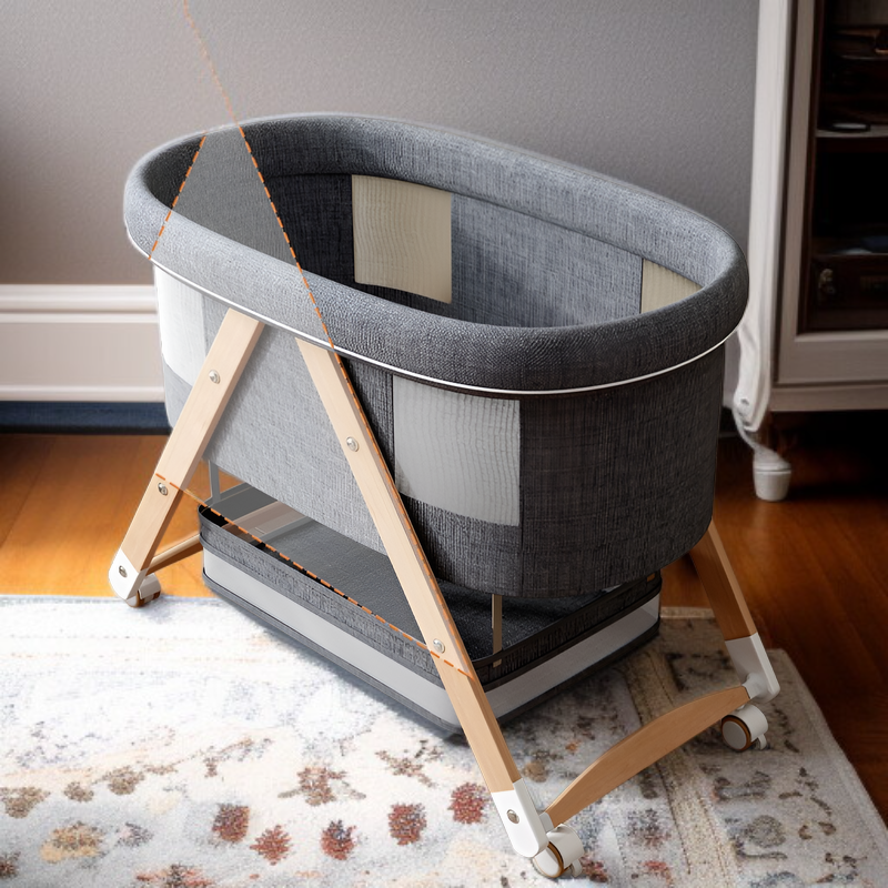 Compact Baby Bed with Wheels, Easy to Clean, Anti-Spit-up Design, Ideal Birth Gift