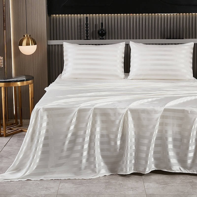 Three piece set of silk satin bed sheets