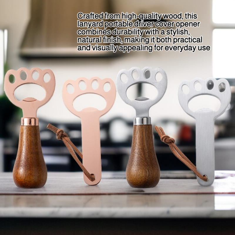 Lanyard Portable Driver Cover Opener Home Portable Hanging Hole Design Wooden