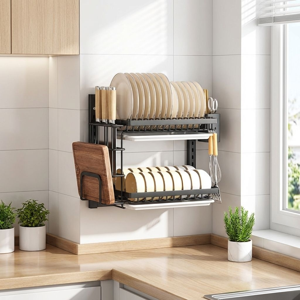 가정용 대형 2단 주방 접시 및 젓가락꽂이