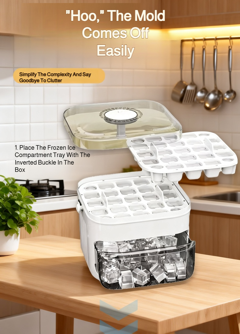 Large-capacity ice tray filled with ice cubes