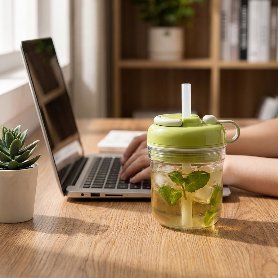 다양한 색상의 빨대 얼음컵