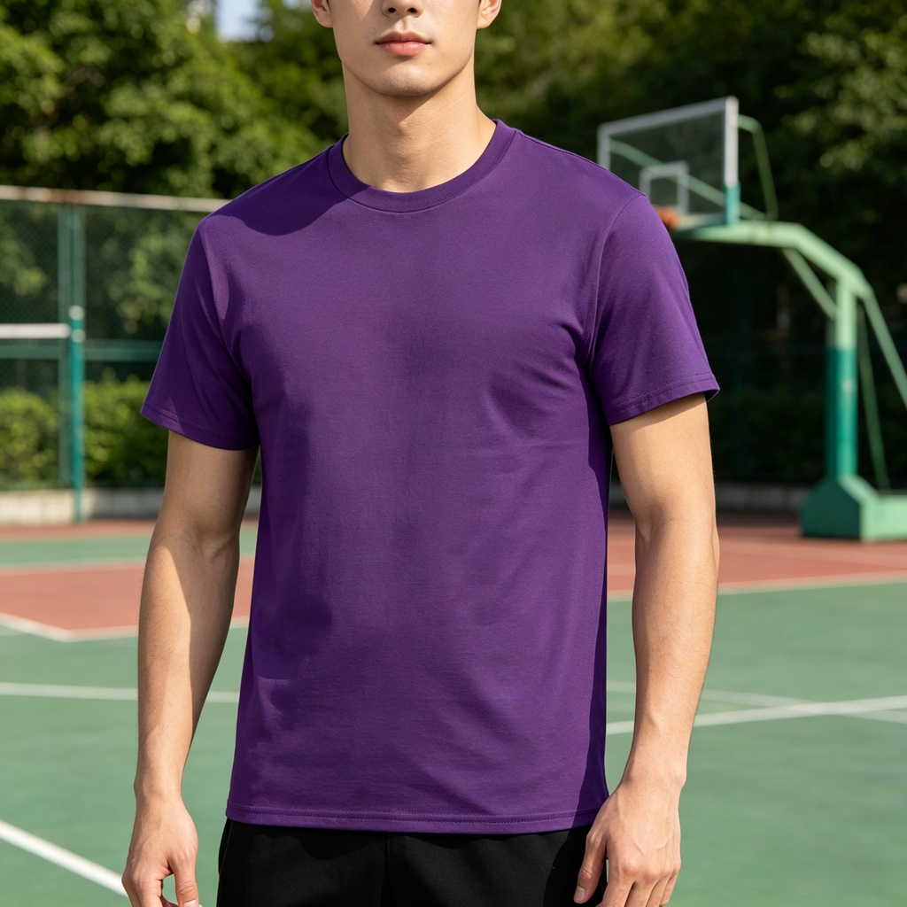 男性用クルーネック吸汗通気プリントスポーツシャツ