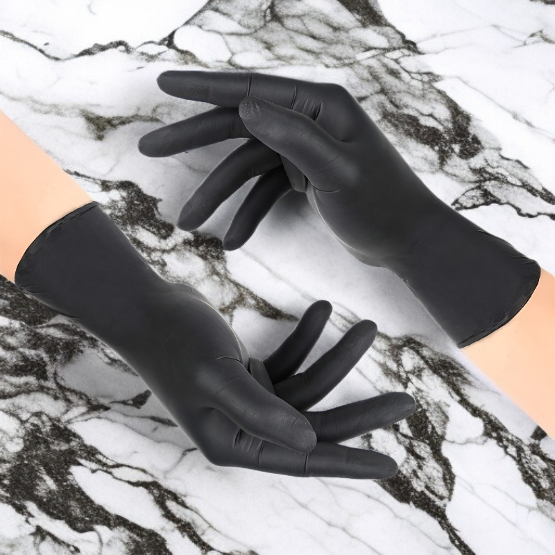 요리 및 청소용 검정색 니트릴 장갑