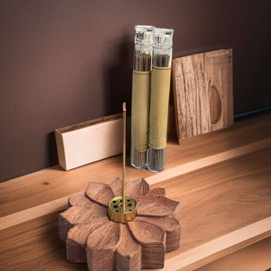 實木沉香蓮花九孔香插