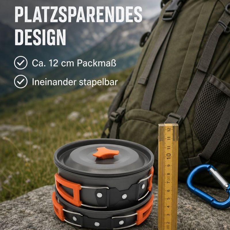 2-3 Personen Edelstahl Camping Kochgeschirr-Set
