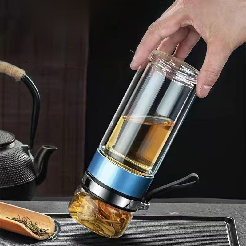 Tea and water separation glass teacup