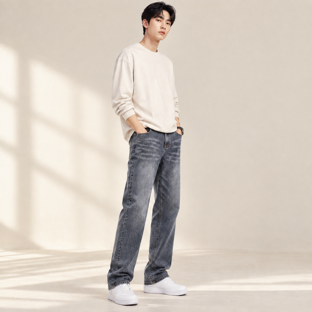 봄, 가을, 겨울 신상 패션 빈티지 스트레이트 남성 청바지