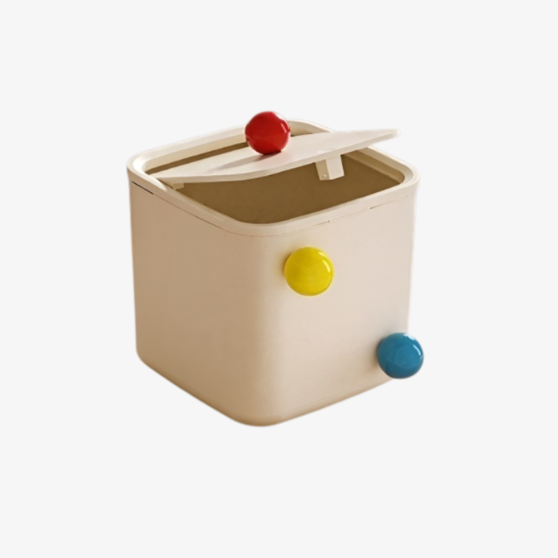 Mini cubo de almacenamiento multifuncional de mesa con banda de cuero para accesorios de cabello