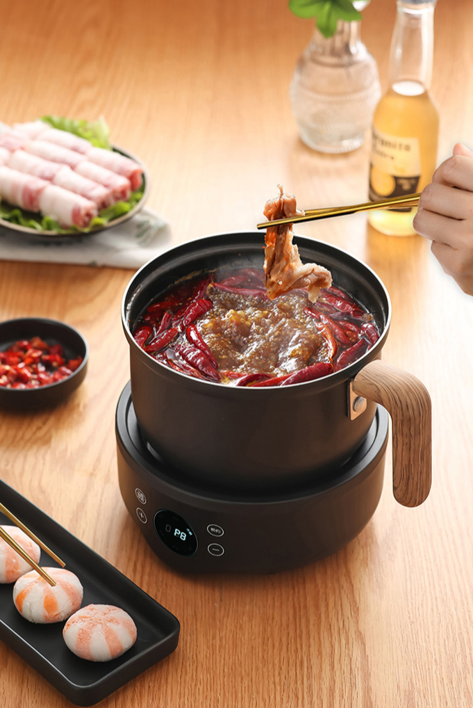 전기 핫샤브 요리 중인 모습