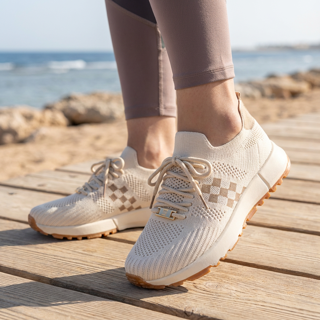 حذاء نسائي شبكي خفيف ومهوّى