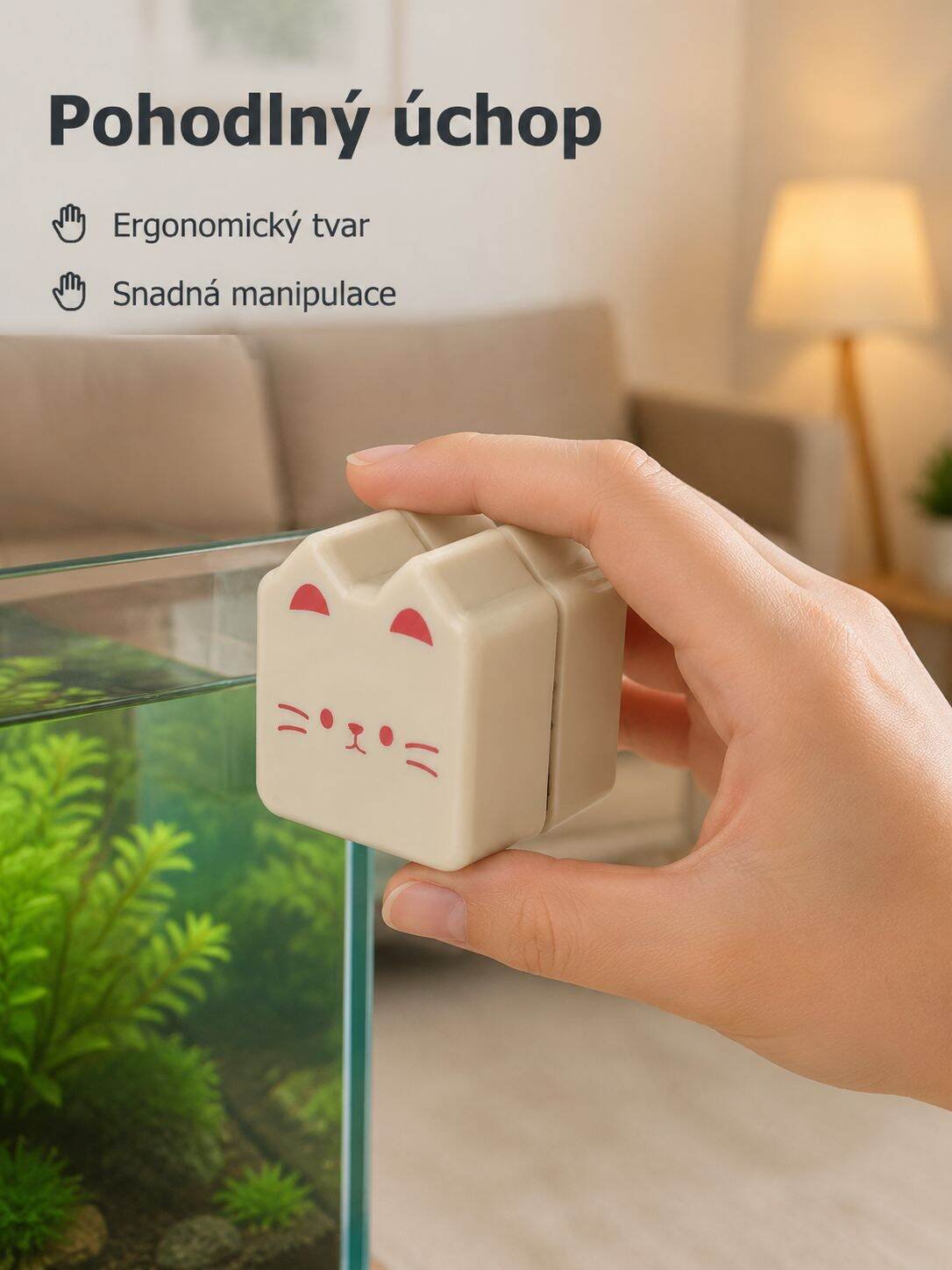 Magnetická čisticí kartáč na sklo akvária