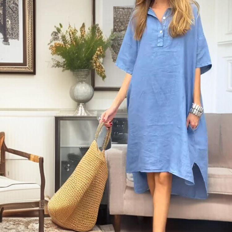 캐주얼 면 마 롱 원피스 넥 단추 무지 롱 원피스 캐주얼 면 마 롱 원피스 무지 원피스