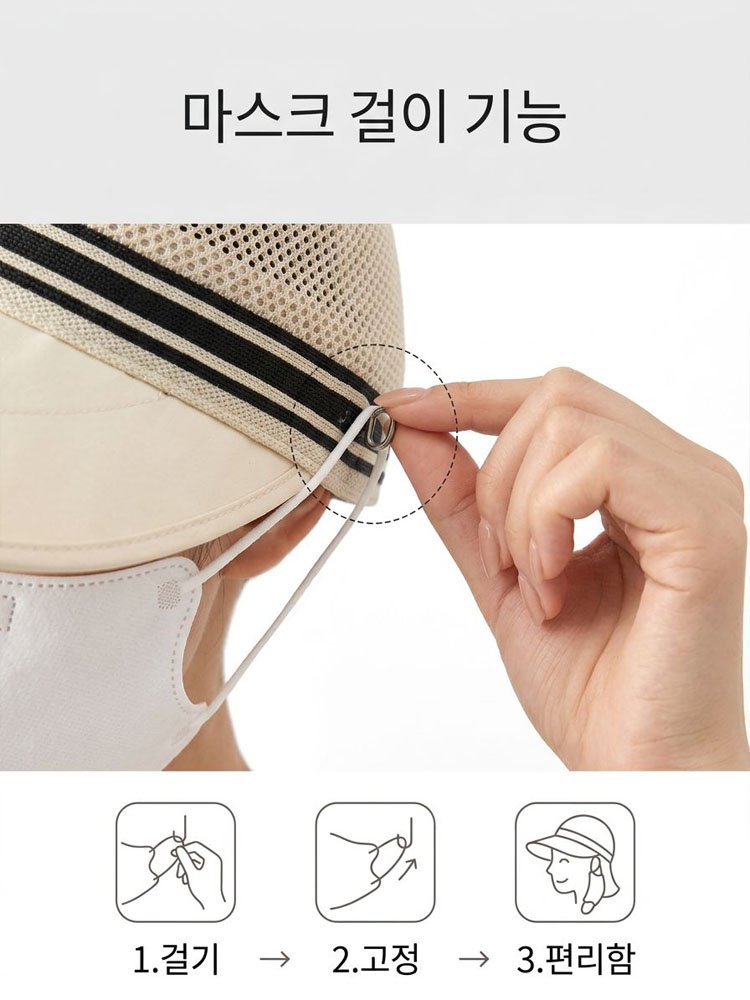 [기미 완벽차단/얼굴소멸] 마스크 귀통증 1초 해결! -3도 냉감 마약 왕챙모자 (1+2 미친특가)