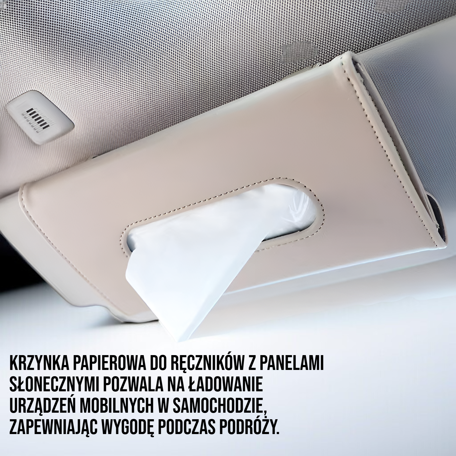 Skrzynka papierowa do ręczników z panelami słonecznymi w samochodzie