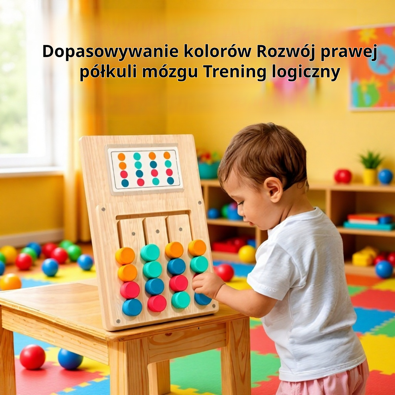 Logiczna układanka z drewna dla dzieci, puzzle wspierające rozwój