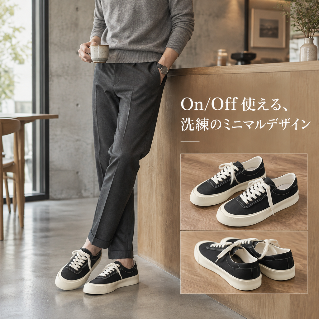 クラシックな日系メンズキャンバスシューズ