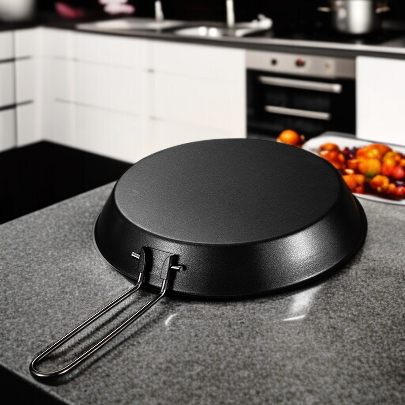 Przenośna składana nieprzywierająca patelnia ze stali nierdzewnej na zewnątrz