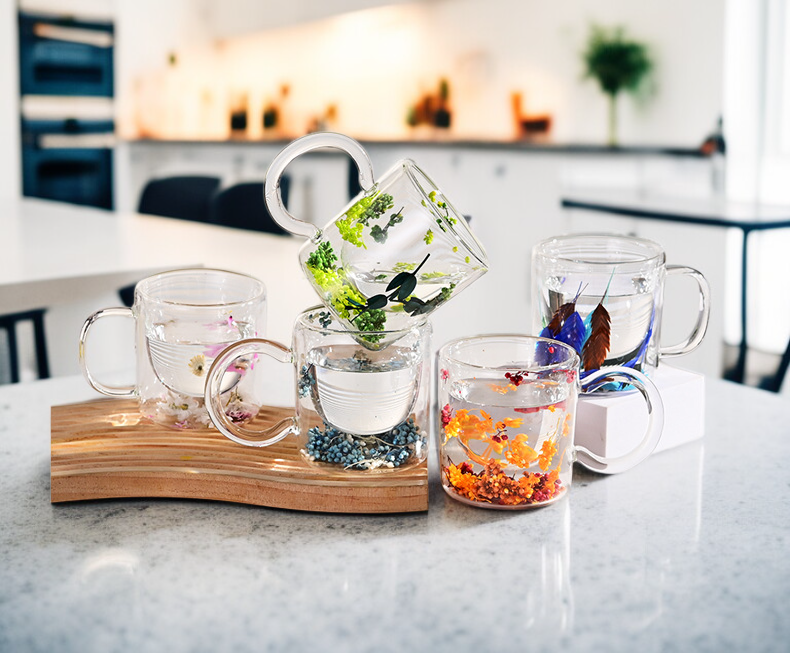 Jarrón moderno de vidrio para flores secas