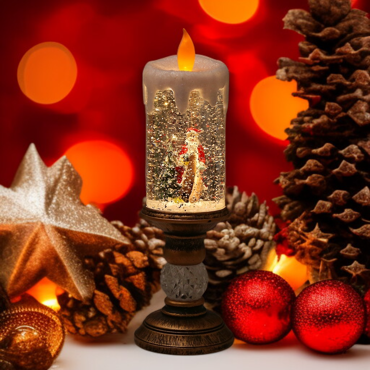 크리스마스 물이 채워진 양초