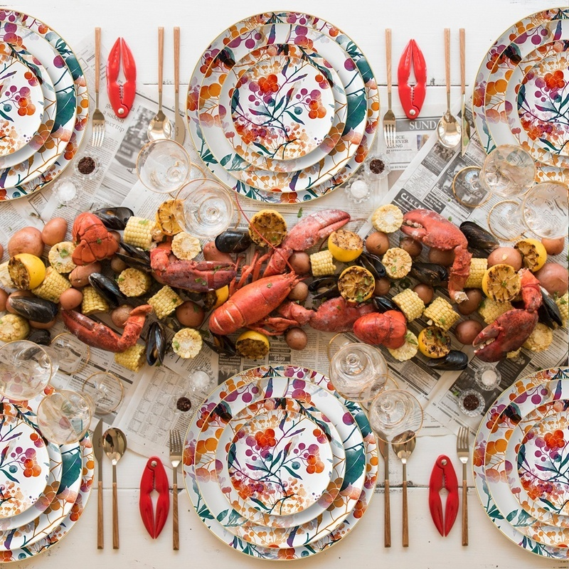 Plate flower ceramic tableware set