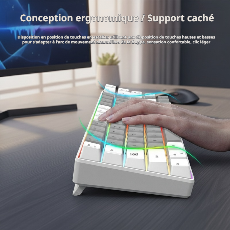 Clavier filaire RGB lumineux sensation mécanique pour bureau