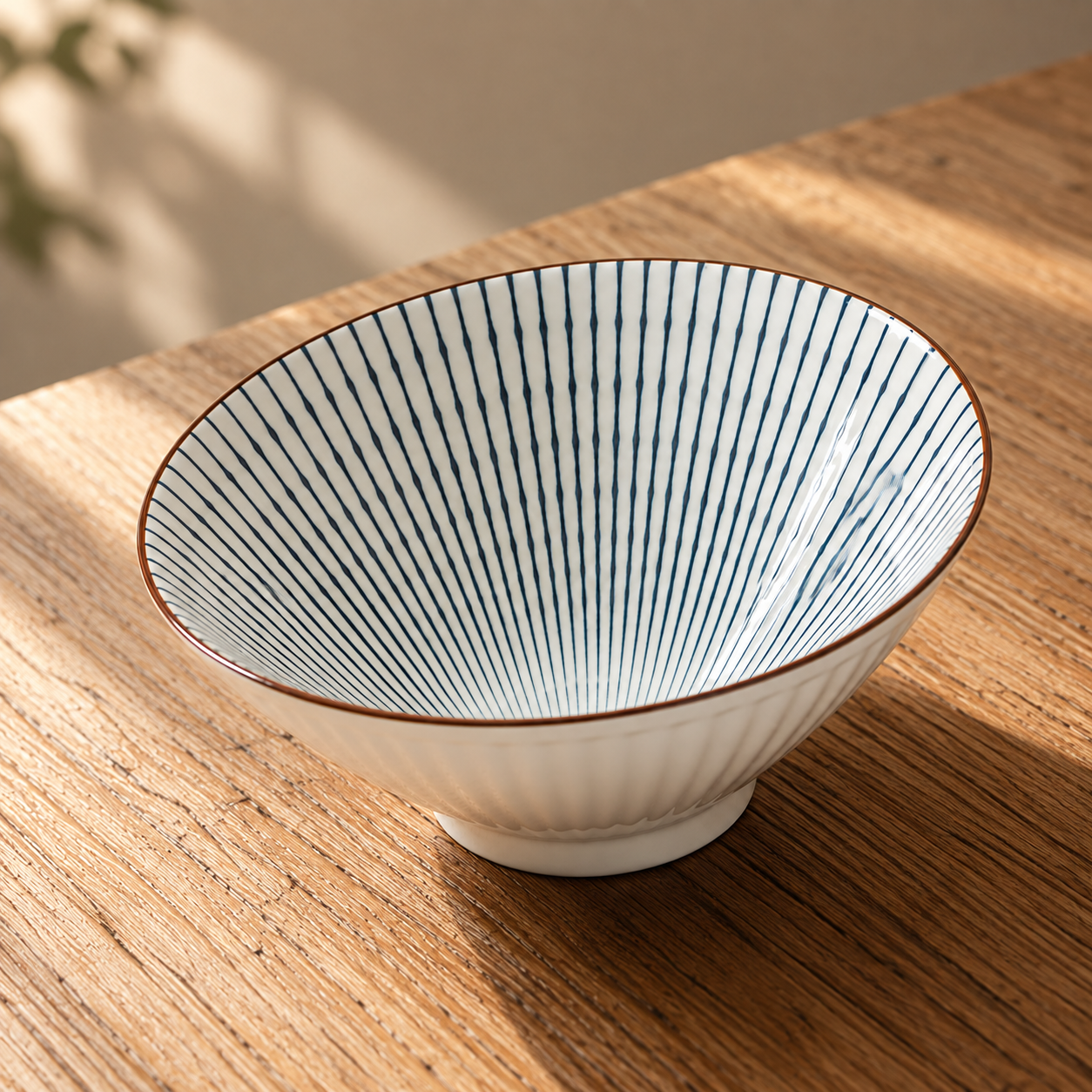 Side view showing the shape of the ceramic bowl