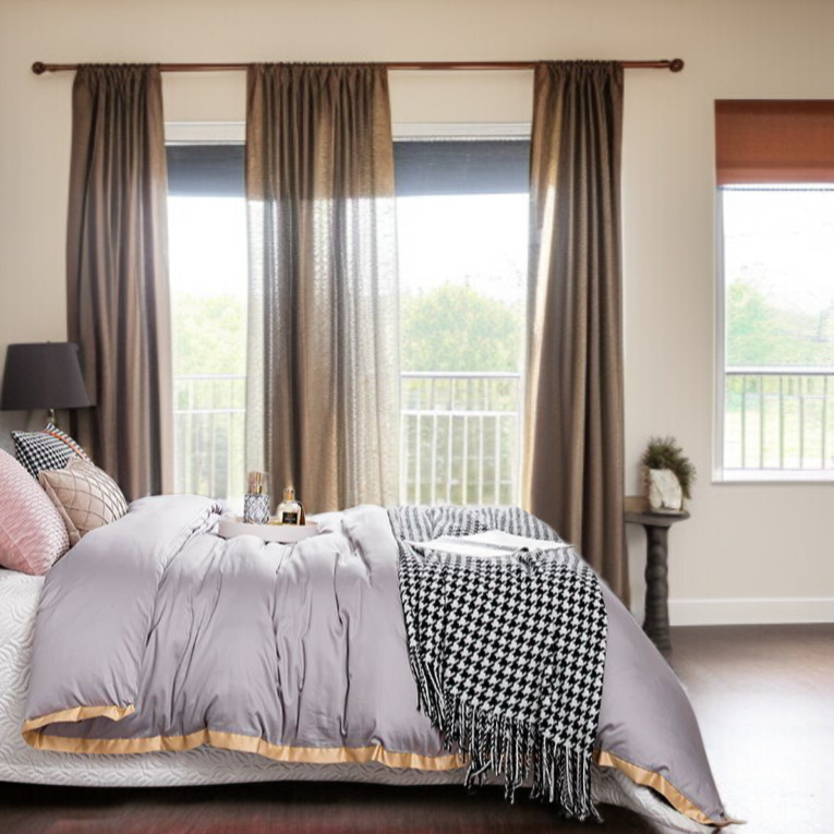 リビングルーム ふくらんだ窓 寝室 遮光カーテン 完全遮光フック 遮光生地カーテン 遮光カーテン生地セット