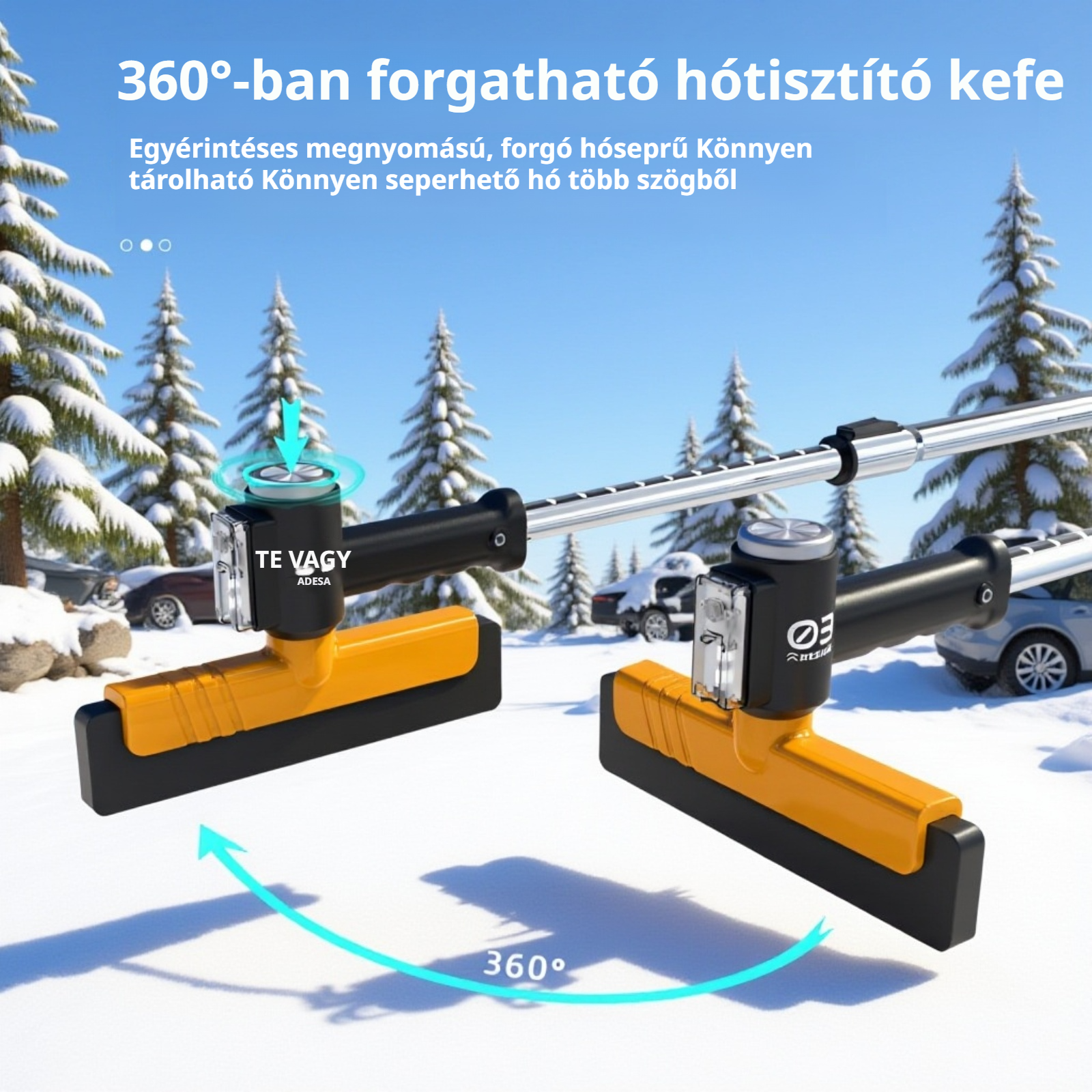 360°-ban forgatható autóüveg jégkaparó, amely nem károsítja a járművet