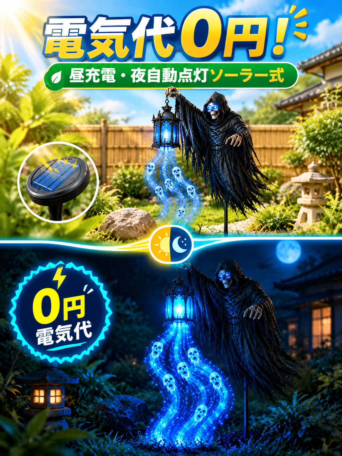 ハロウィン死神モチーフ電池式ガーデンライト