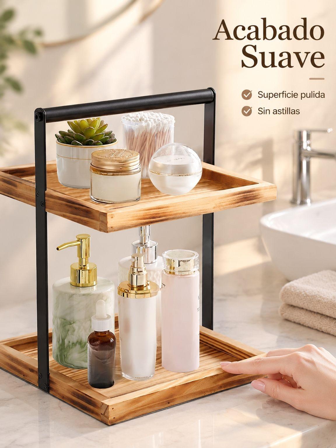 Estante compacto para aprovechar el espacio del baño