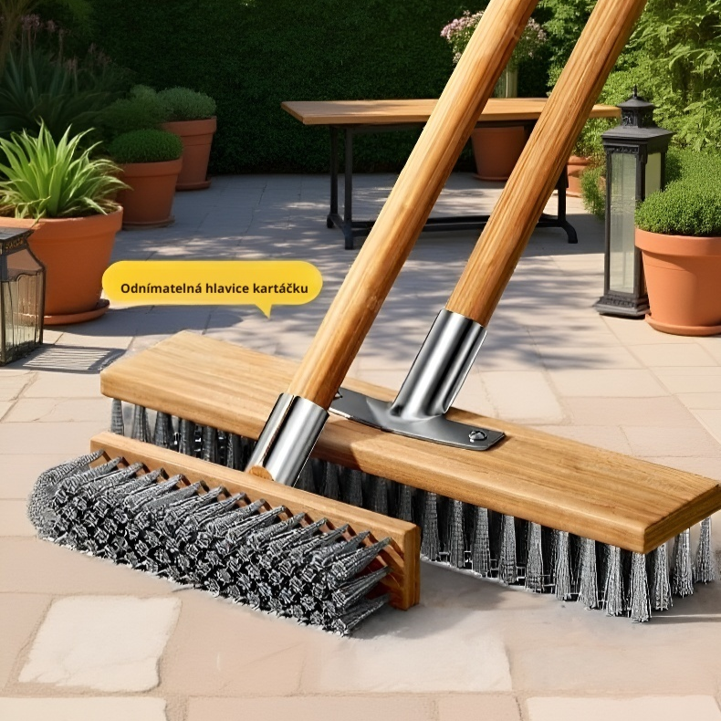 Velký kartáč na podlahu s nerezovým drátěným hlavou