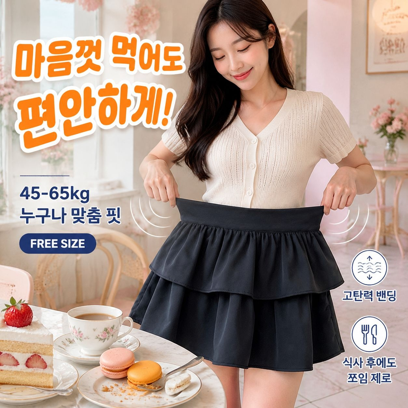 블랙 하이웨스트 케이크 스커트, 체형 보정, 풍성한 몸매에 추천