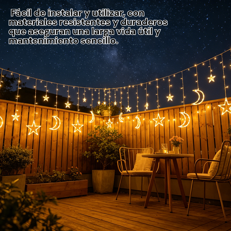 Luz decorativa LED de estrella y luna