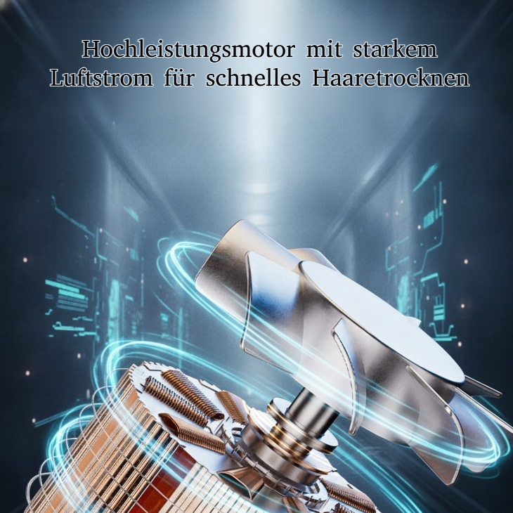 Haarschonender Föhn mit konstanter Temperatur und blauem Licht, schnelles Trocknen