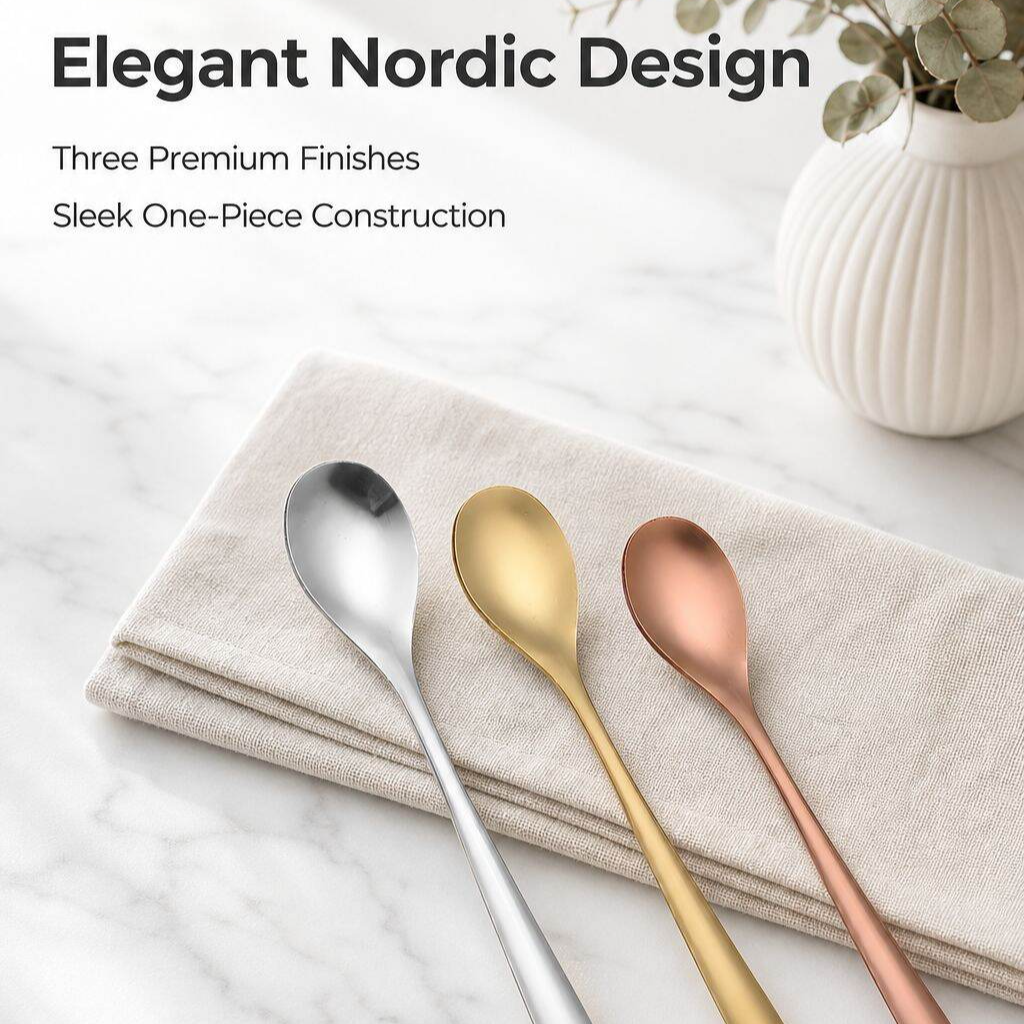 Trendy Mini Gold Stainless Steel Dessert Spoon, Seasoning Stirring Spoon